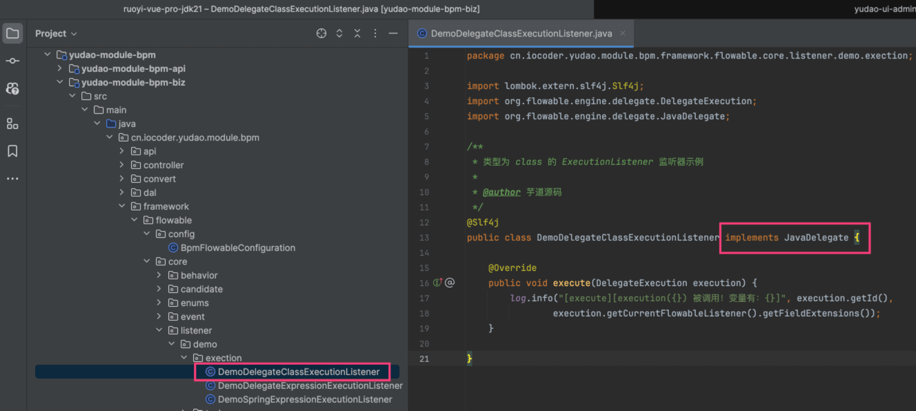DemoDelegateClassExecutionListener